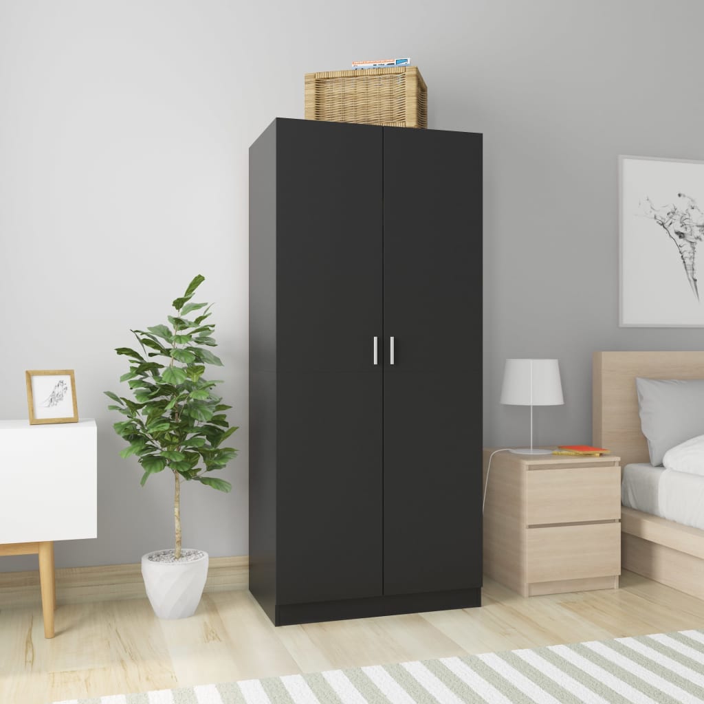 VALLETTA 2 Door Wardrobe Black - 80cm