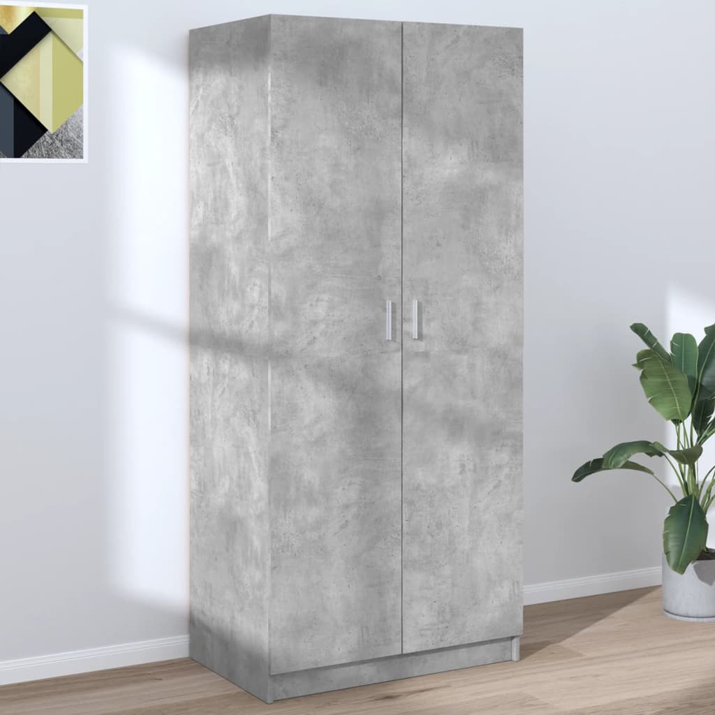 VALLETTA 2 Door Wardrobe Concrete Grey - 80cm