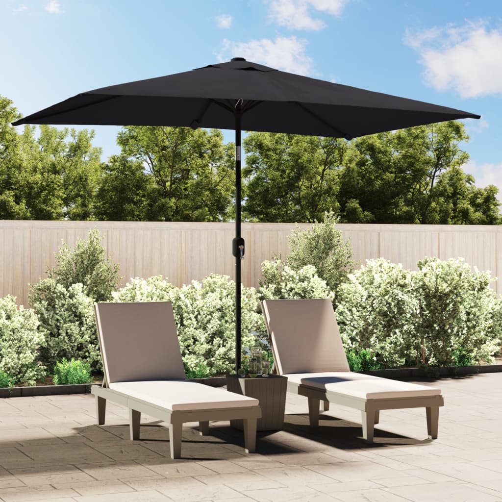 Outdoor Parasol with Metal Pole 300x200 cm Black