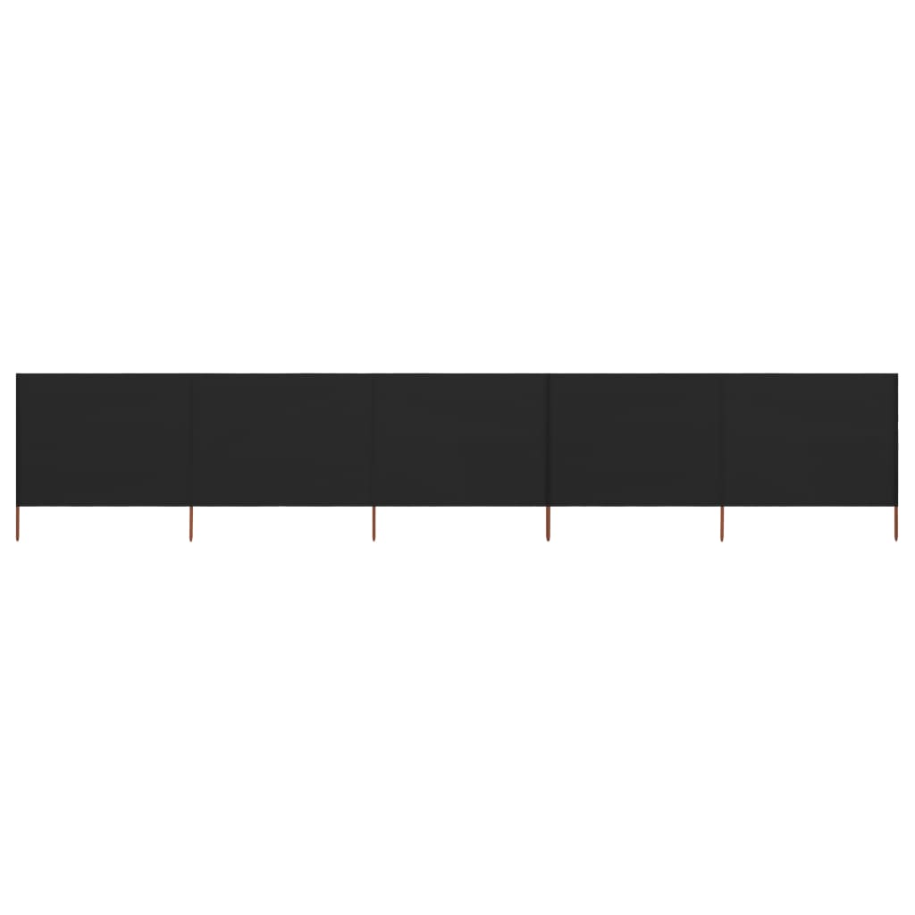 5-panel Wind Screen Fabric 600x120 cm Black