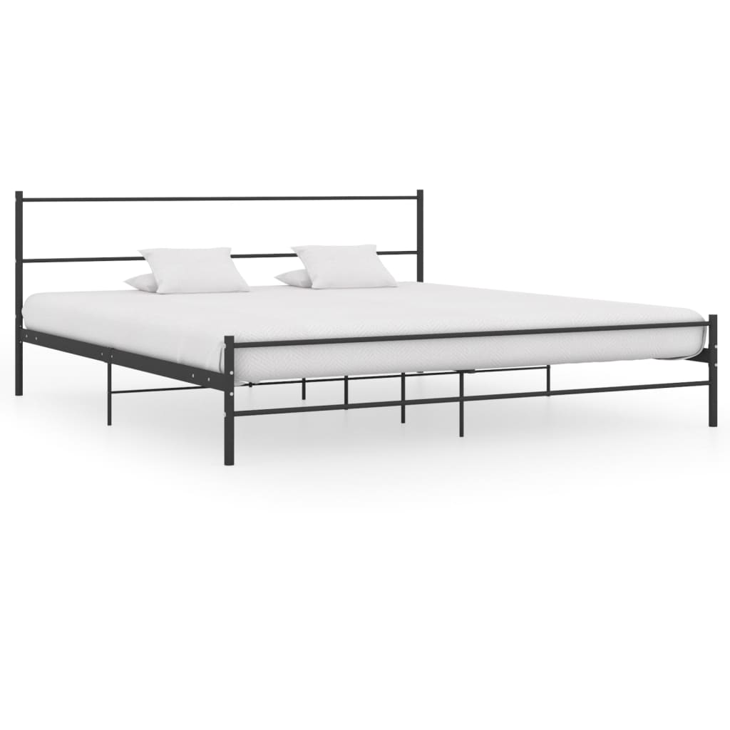 Bed Frame Black Metal 180x200 cm Super King