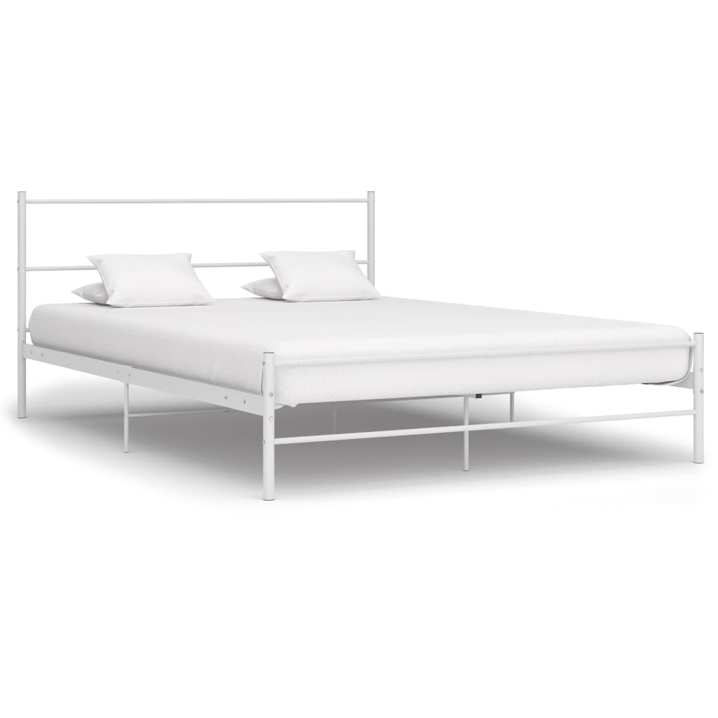 Bed Frame White Metal 140x200 cm
