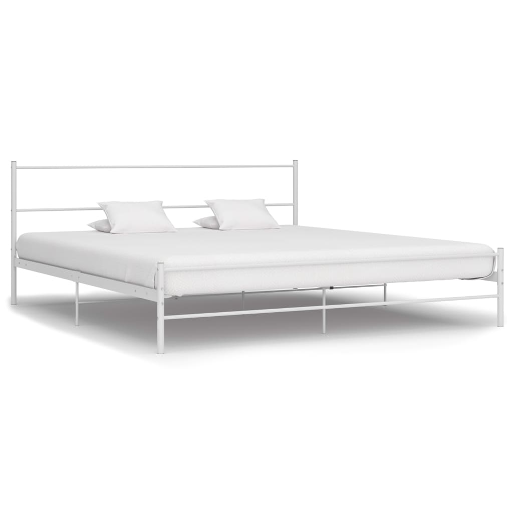 Bed Frame White Metal 160x200 cm