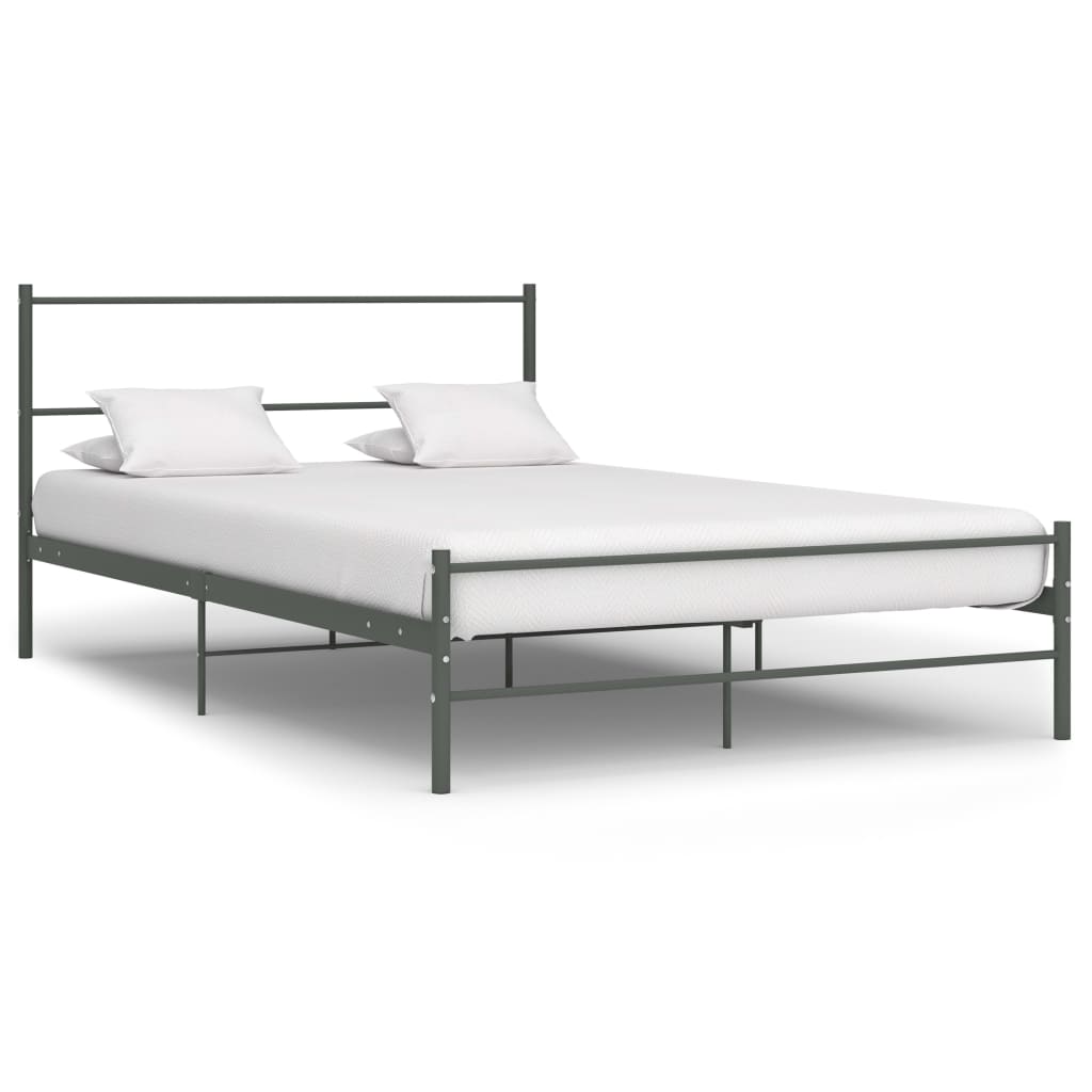 Bed Frame Grey Metal 160x200 cm