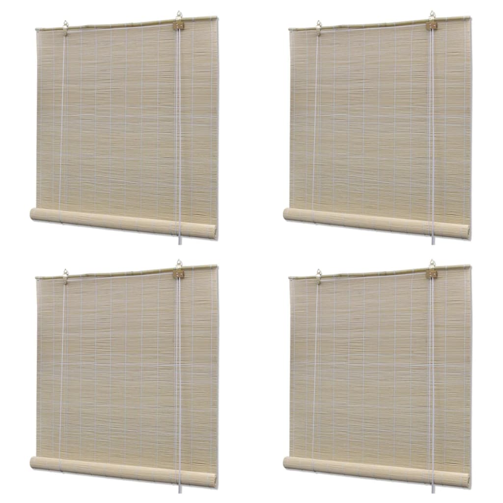 Bamboo Roller Blinds 4 pcs 120x160 cm Natural