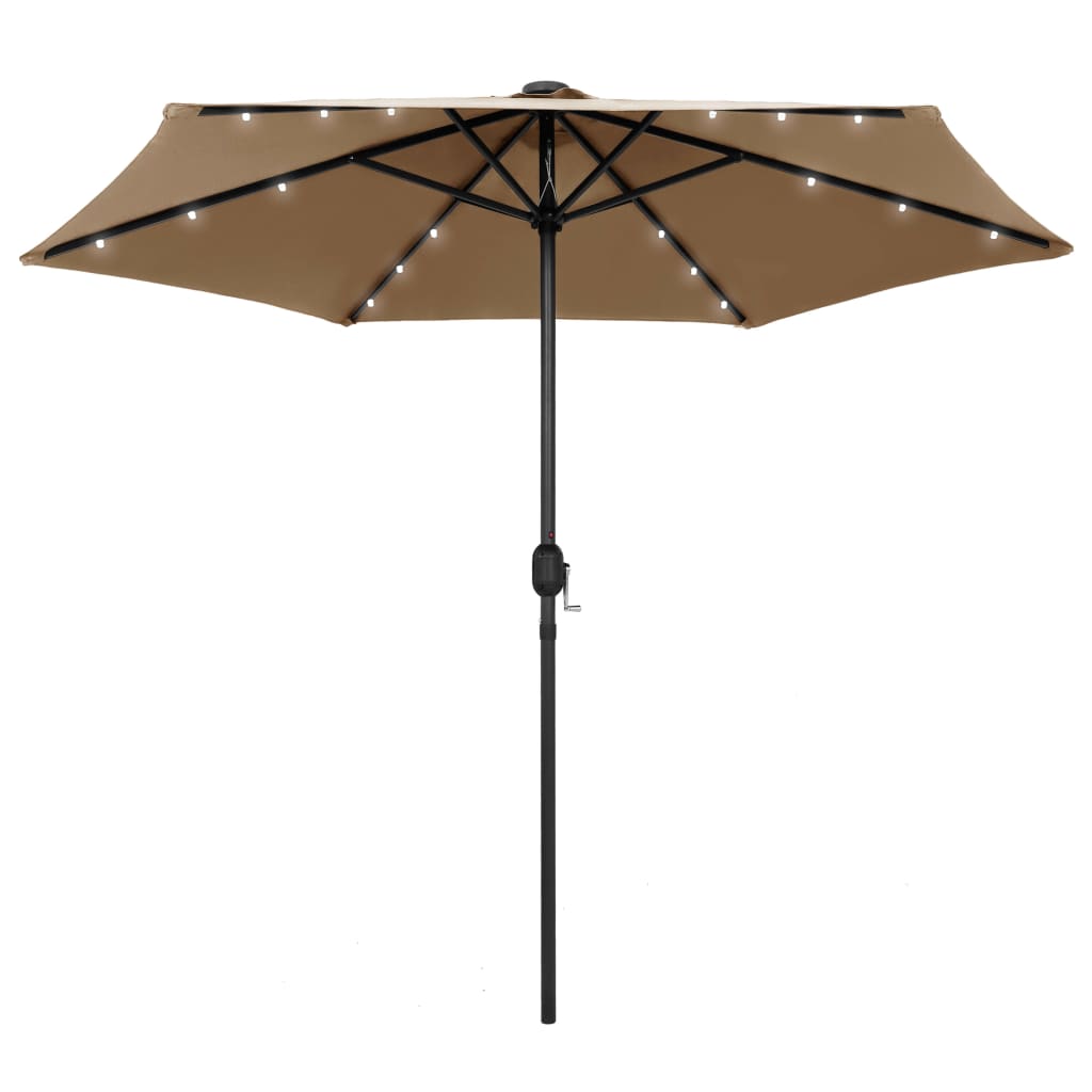 Parasol with LED Lights and Aluminium Pole 270 cm Taupe