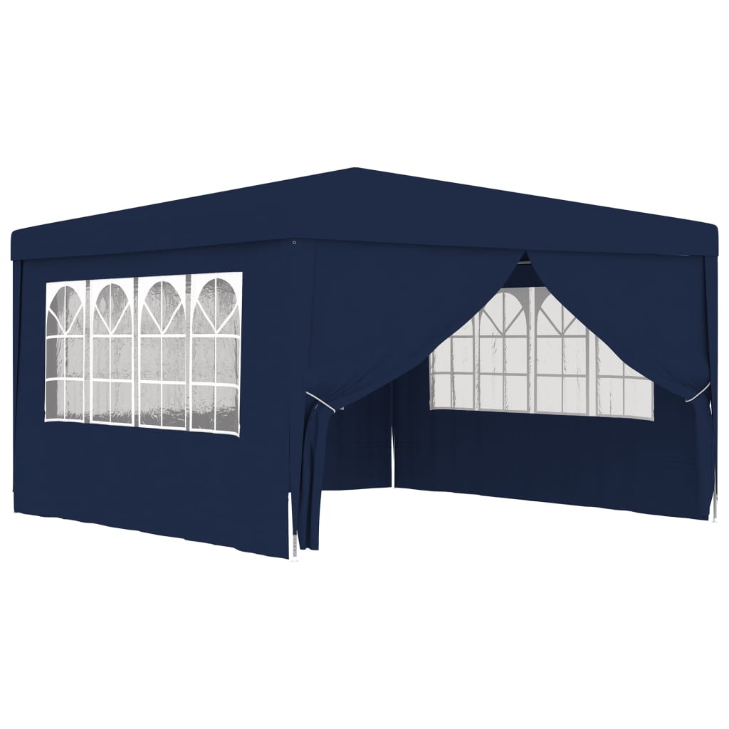 Professional Party Tent with Side Walls 4x4 m Blue 90 gm
