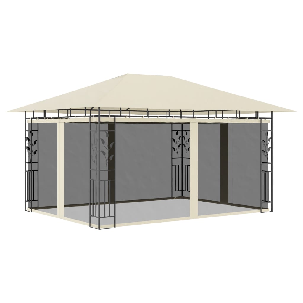Gazebo with Mosquito Net 4x3x2.73 m Cream 180 g/m2