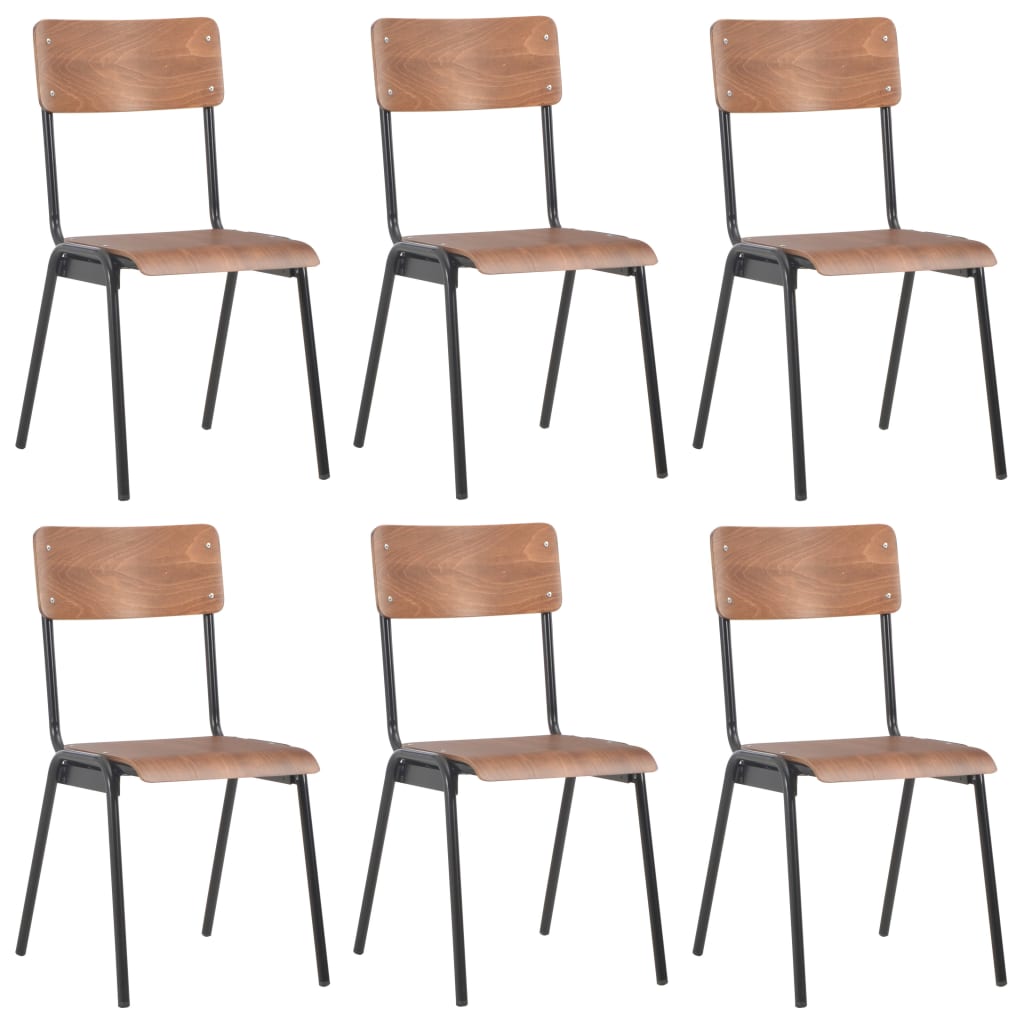 Dining Chairs 6 Pieces Brown Plywood
