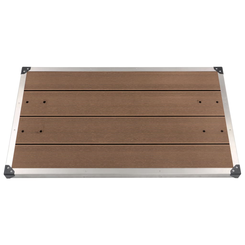 Brown WPC Outdoor Shower Tray - Stainless Steel