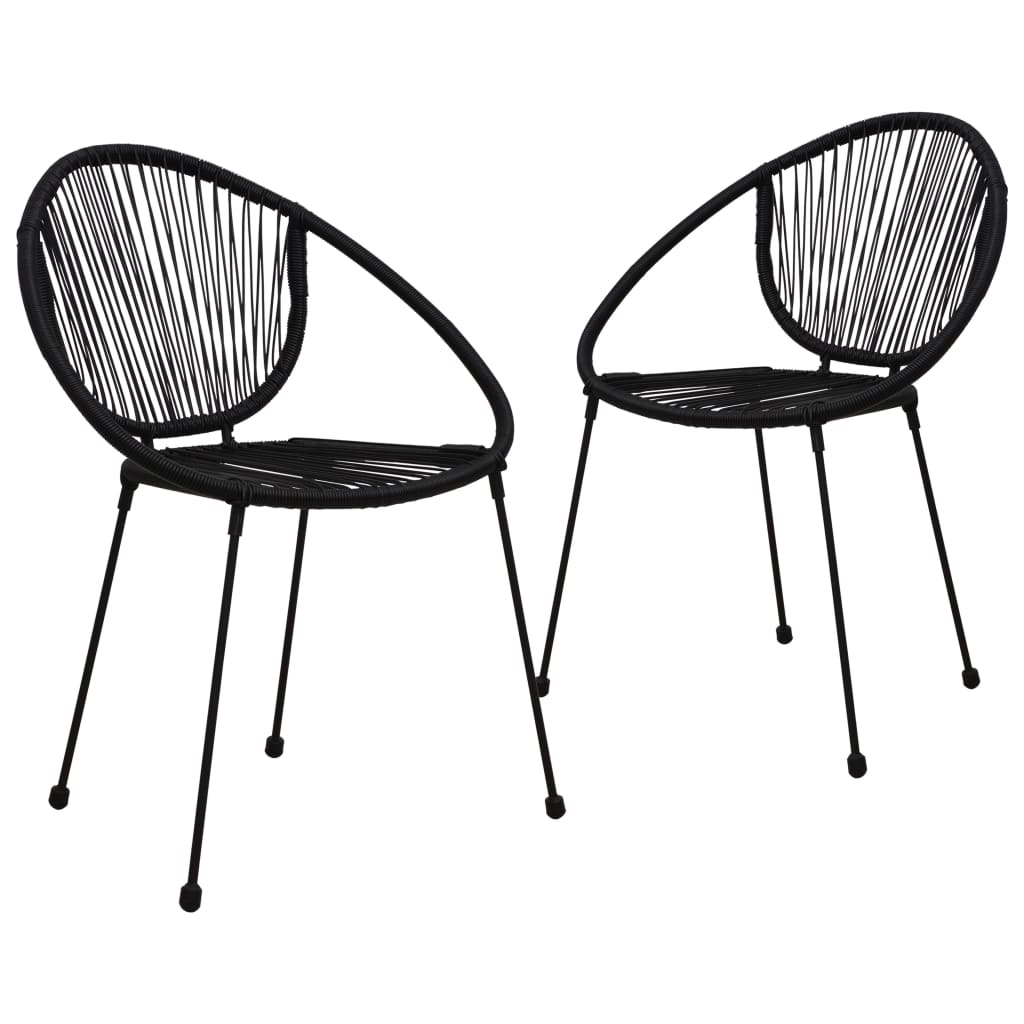 Garden Chairs 2 Pieces PVC Rattan Black