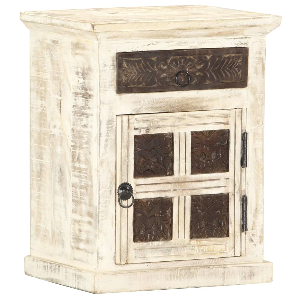 Bedside Table - ANCONA Finn Nightstand White 40cm