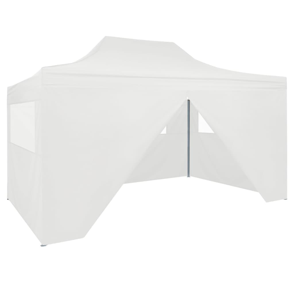 Professional Folding Party Tent with 4 Sidewalls 3x4 m Steel White
