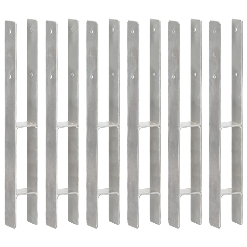 Fence Anchors 6 Pcs Silver 7x6x60cm Galvanised Steel