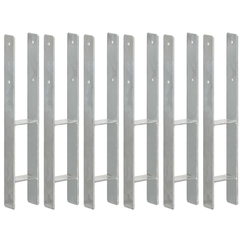 Fence Anchors 6 Pcs Silver 9x6x60cm Galvanised Steel