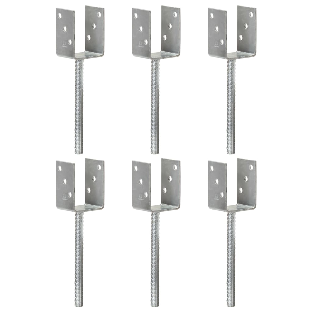 Fence Anchors 6 Pcs Silver 7x6x30cm Galvanised Steel