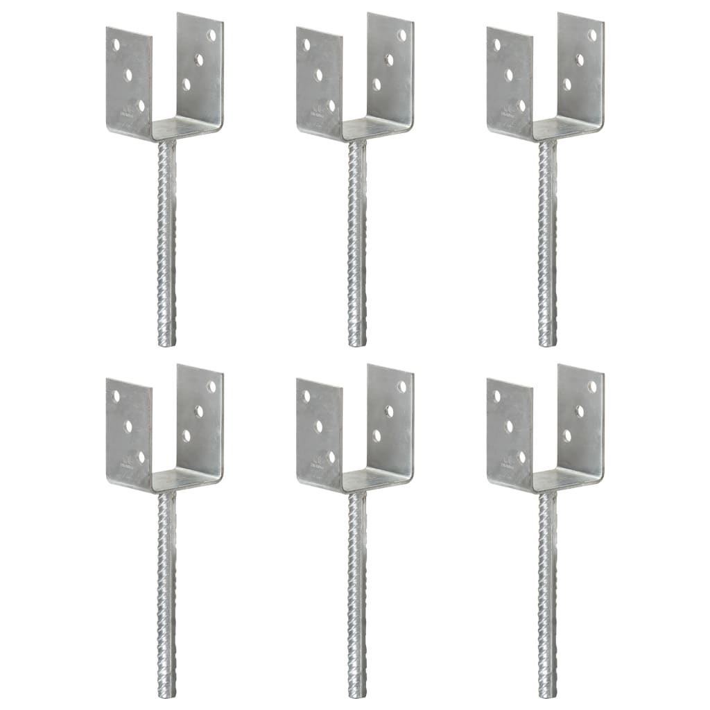 Fence Anchors 6 Pcs Silver 8x6x30cm Galvanised Steel