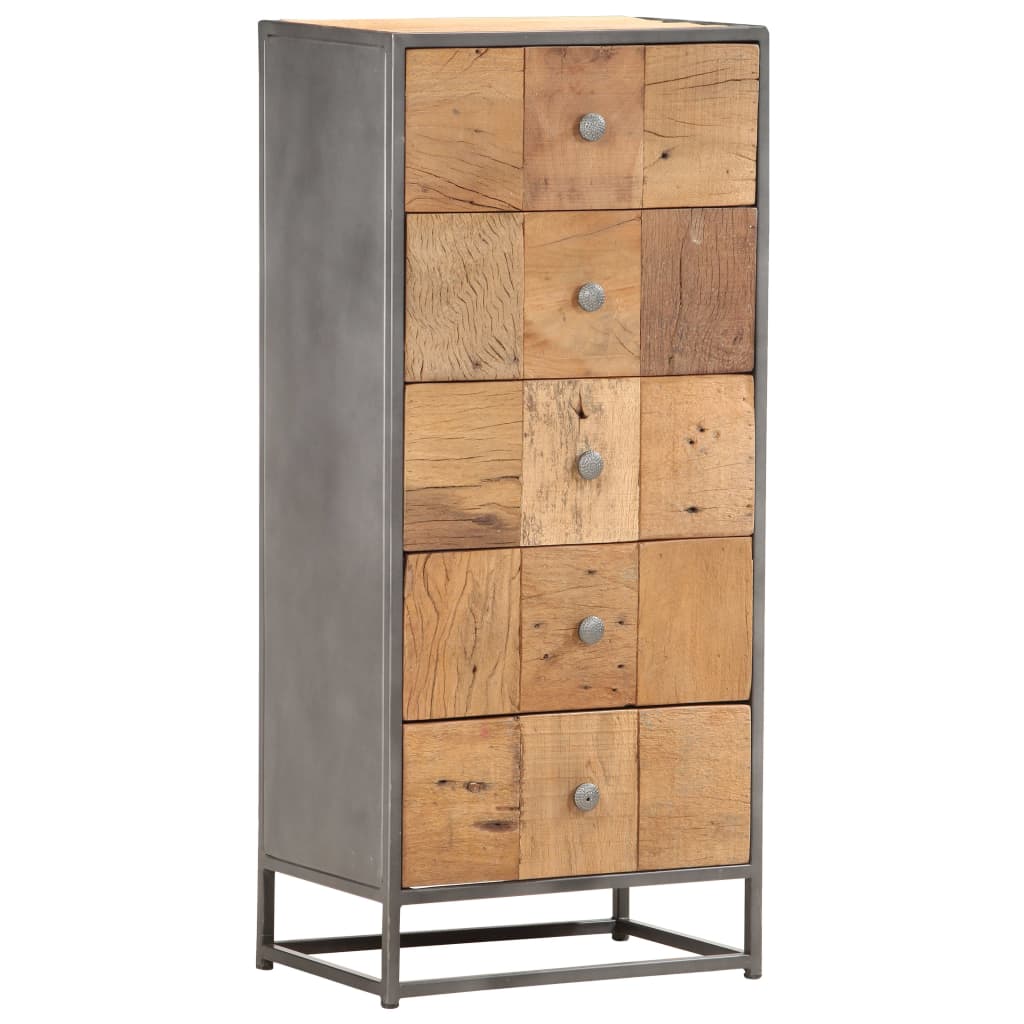 LYON Oak Finish Chest of Drawers - Tallboy, Medium-sized, 5 Drawers