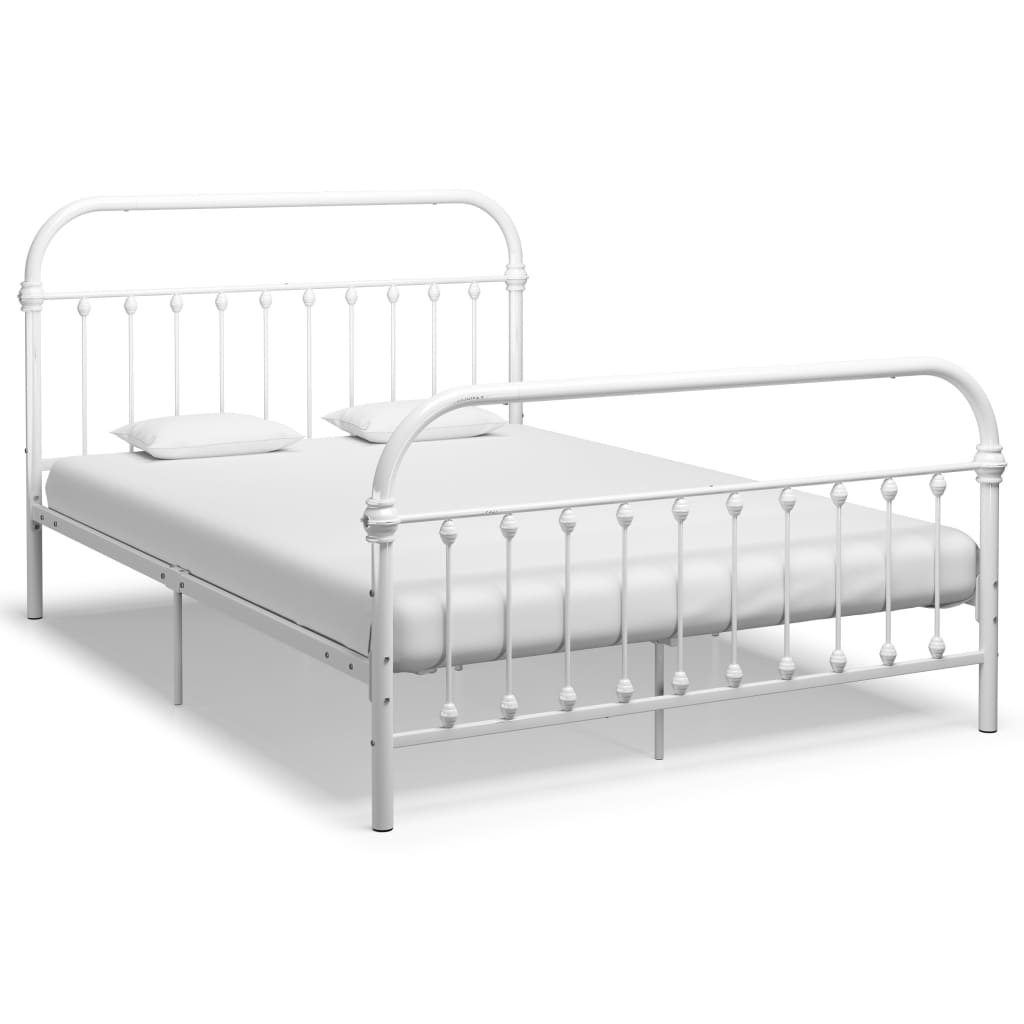 Bed Frame White Metal 160x200 cm