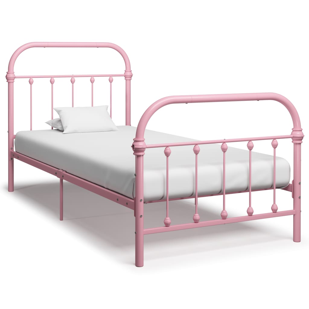 Bed Frame Pink Metal 90x200 cm