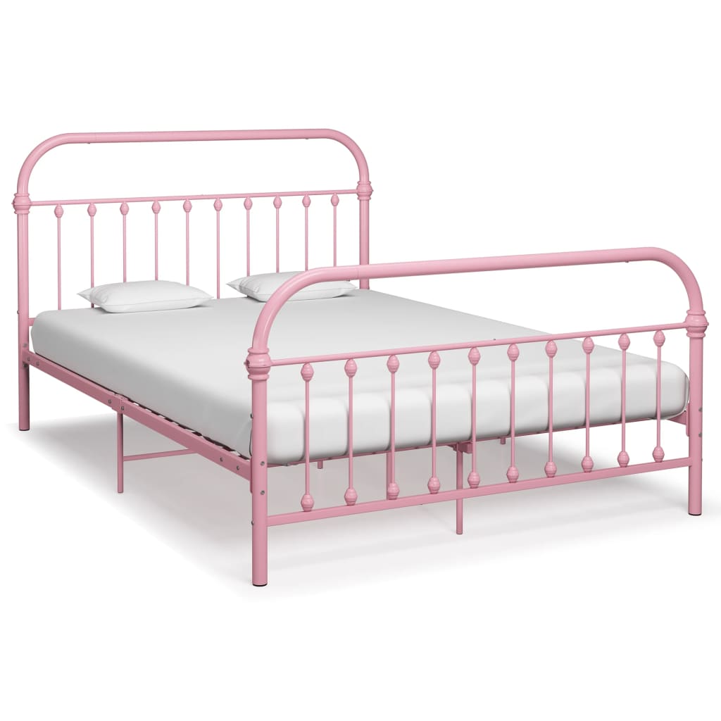 Bed Frame Pink Metal 140x200 cm