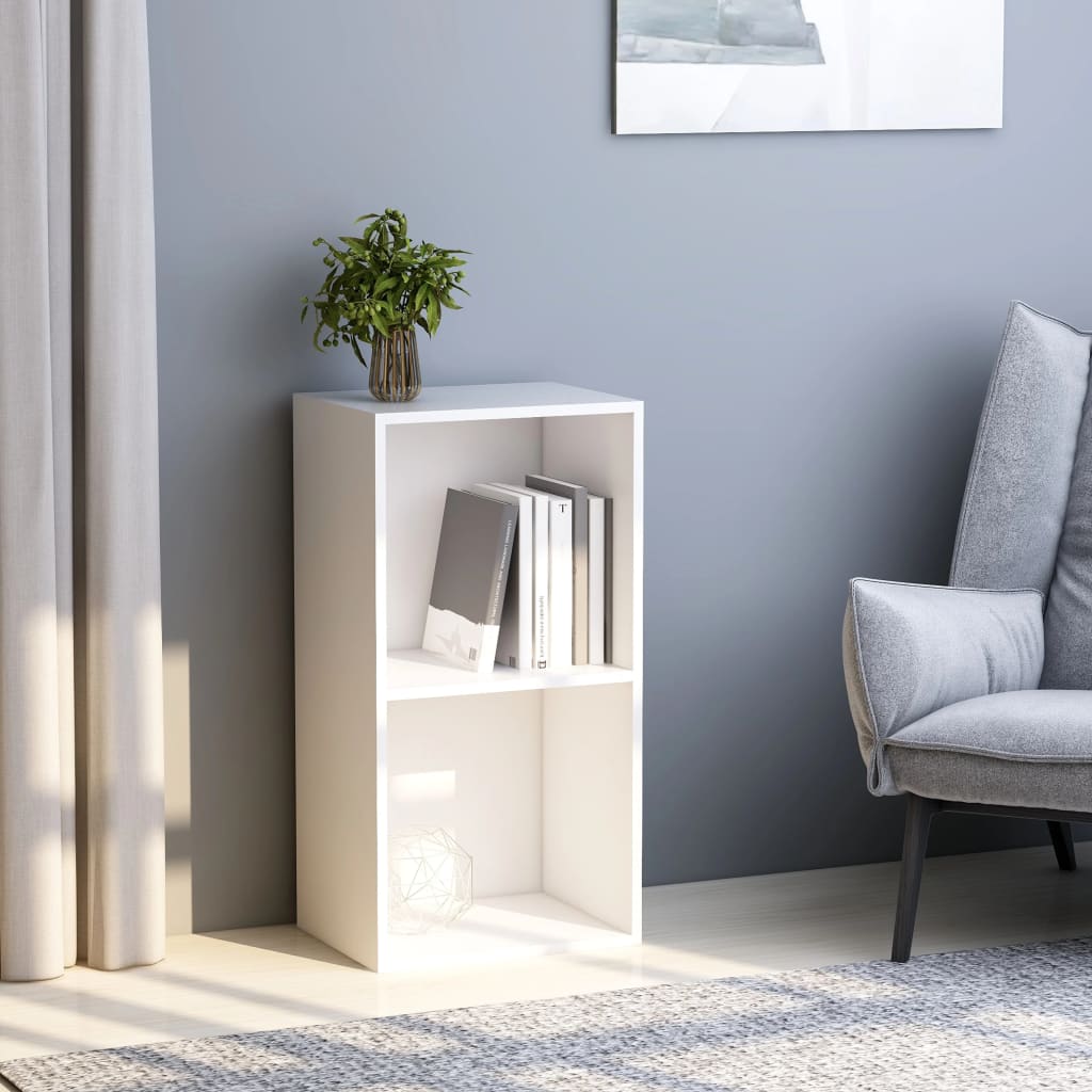 2-Tier Book Cabinet White 40x30x76.5 cm Chipboard