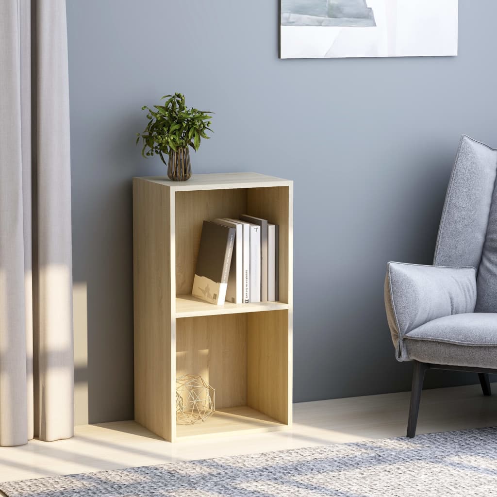 2-Tier Book Cabinet Sonoma Oak 40x30x76.5 cm Engineered Wood