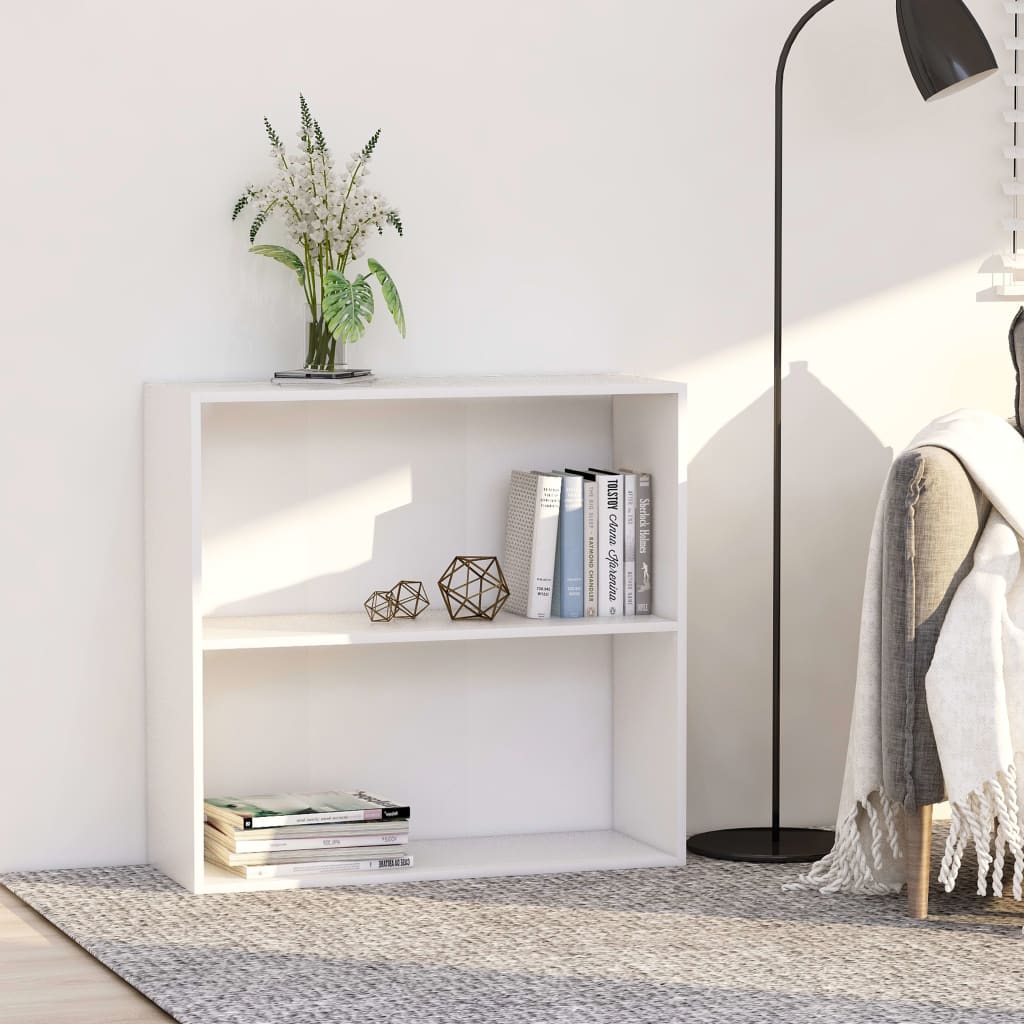 2-Tier Book Cabinet White 80x30x76.5 cm Chipboard