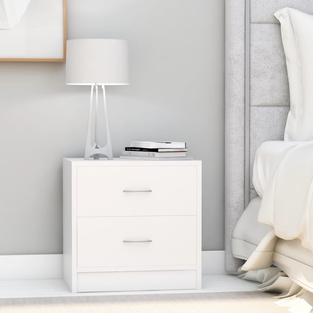 Bedside Table - ABBOTT Finn 2 Piece Nightstand White 40cm