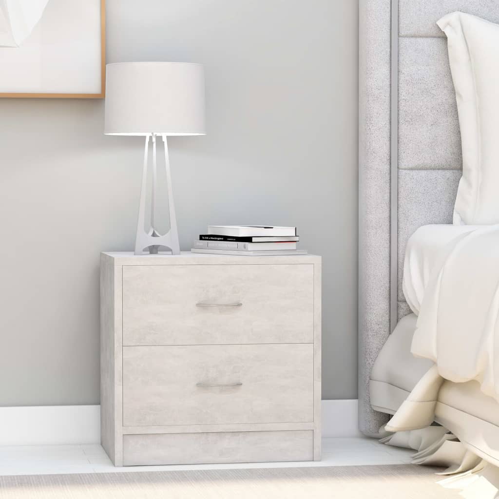 Bedside Table - DAWSON Kiora 2 Piece Nightstand Concrete Grey 40cm