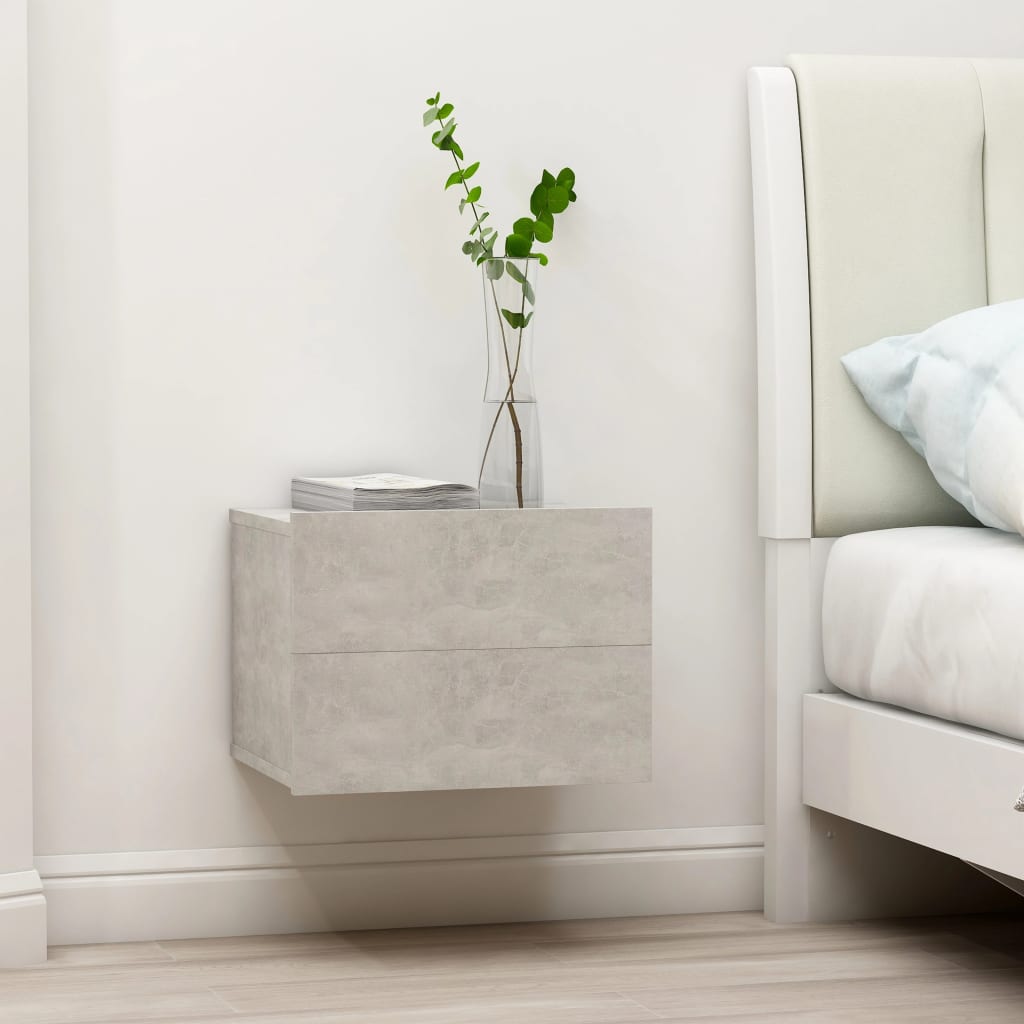 Bedside Table - ENNA Iden Nightstand Concrete Grey 40cm