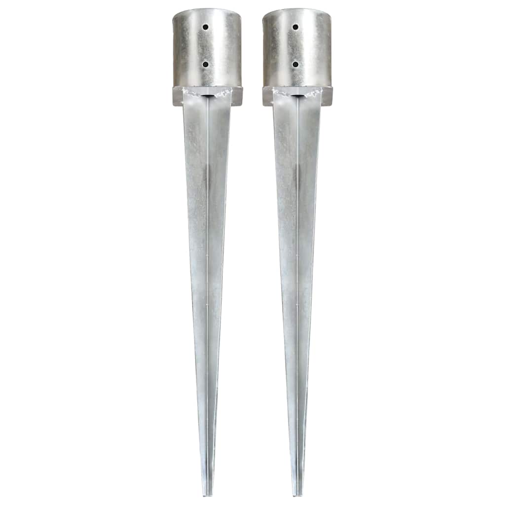 Ground Spikes 2 Pcs Silver 12x91cm Galvanised Steel