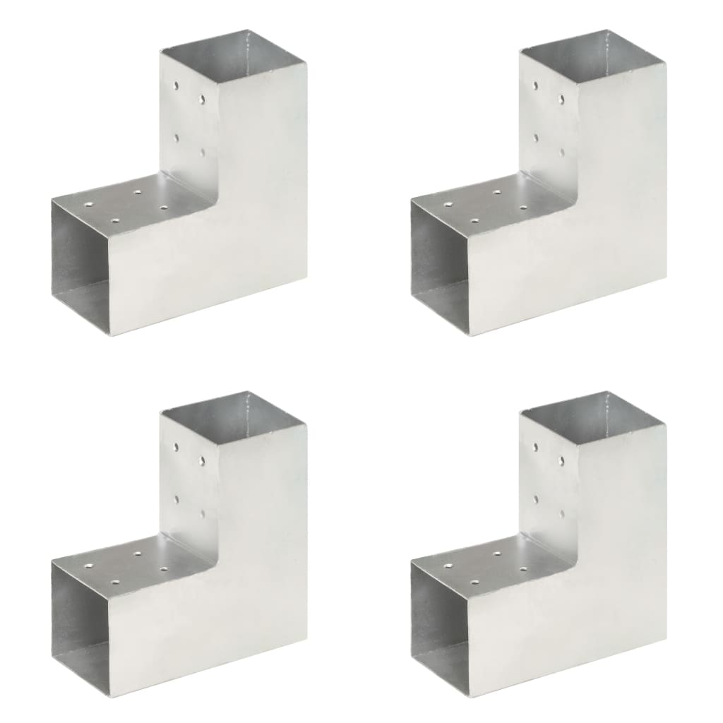 Post Connectors 4 pcs L Shape Galvanised Metal 81x81 mm