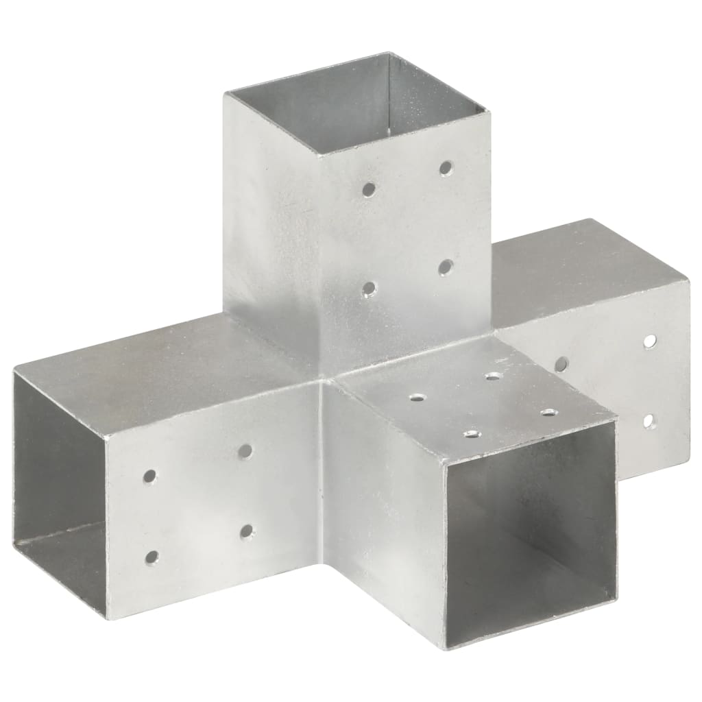 Post Connectors 4 pcs X Shape Galvanised Metal 81x81 mm
