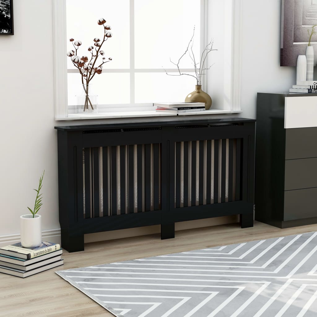 Radiator Cover Black 152x19x81.5 cm MDF