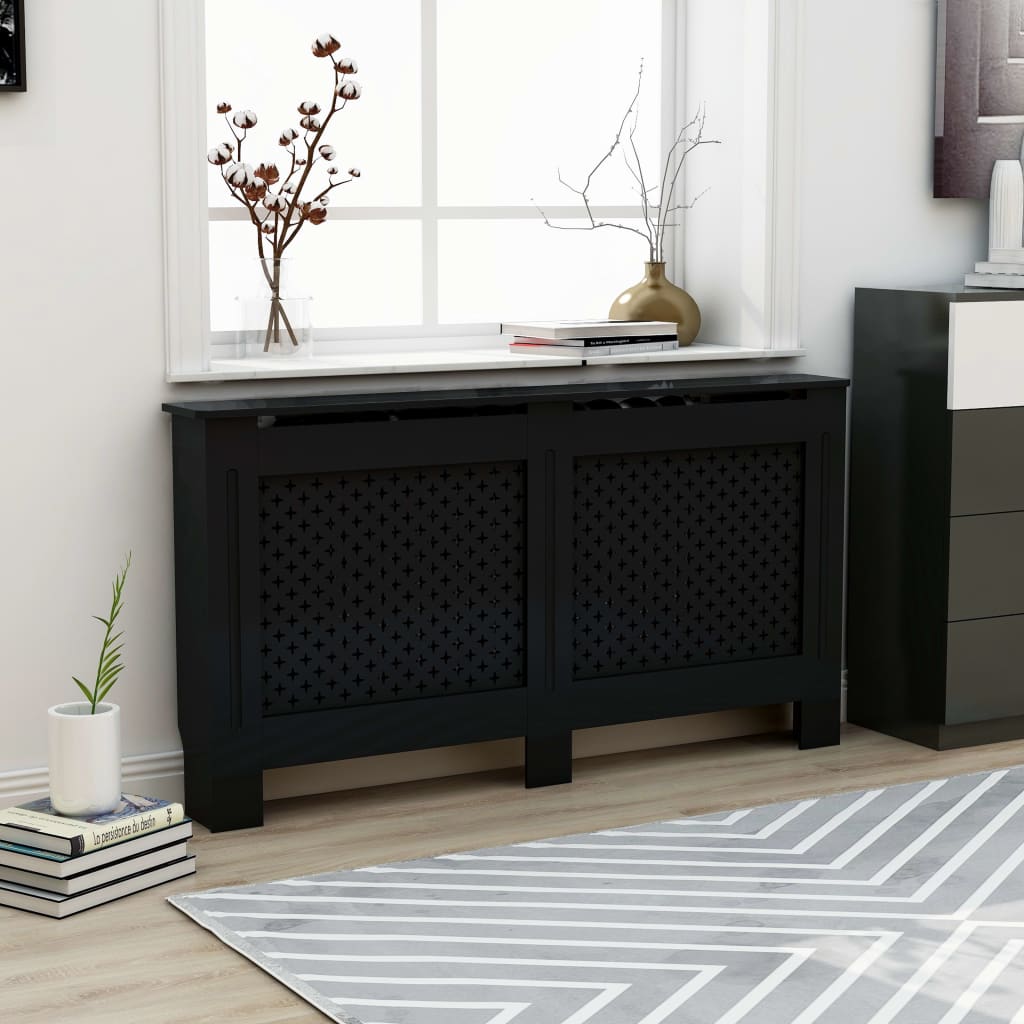 Radiator Cover Black 152x19x81.5 cm MDF