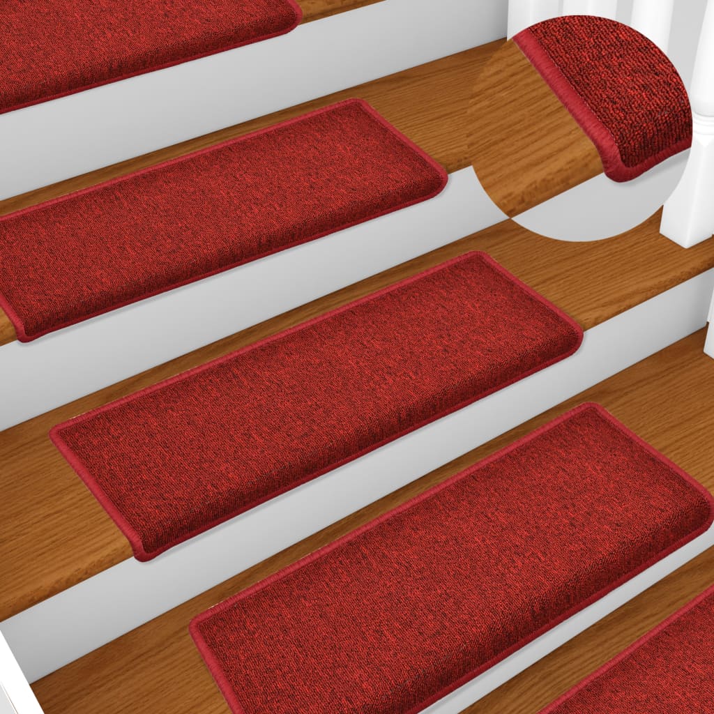 Stair Mats 15 Pieces 65x21x4 cm Bordeaux Rectangular Edge