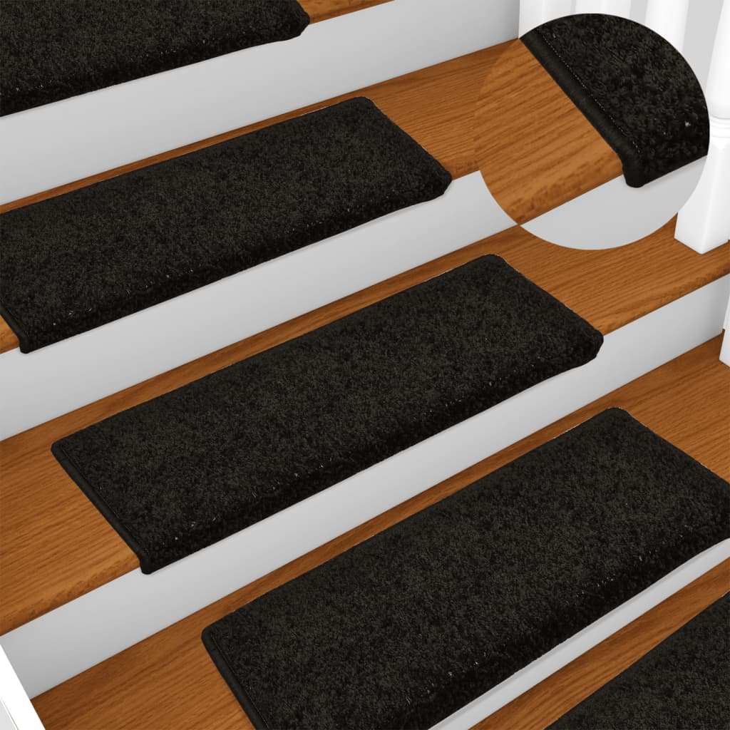 Carpet Stair Treads 15 pcs 65x21x4 cm Black