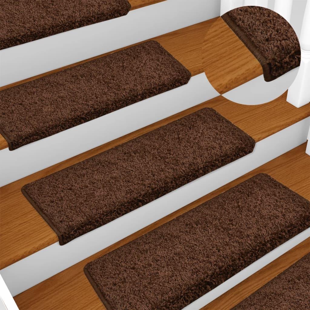 Stair Mats 15 Pieces 65x21x4 cm Brown Rectangular Edge