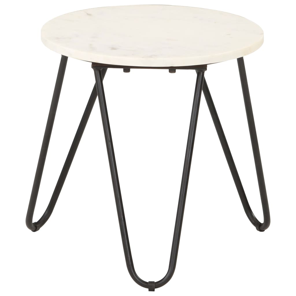 Coffee Table White 40x40x40 cm Real Stone with Marble Texture