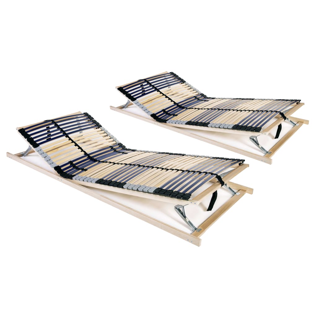 Slatted Bed Bases 2 pcs with 42 Slats 7 Zones 70x200 cm