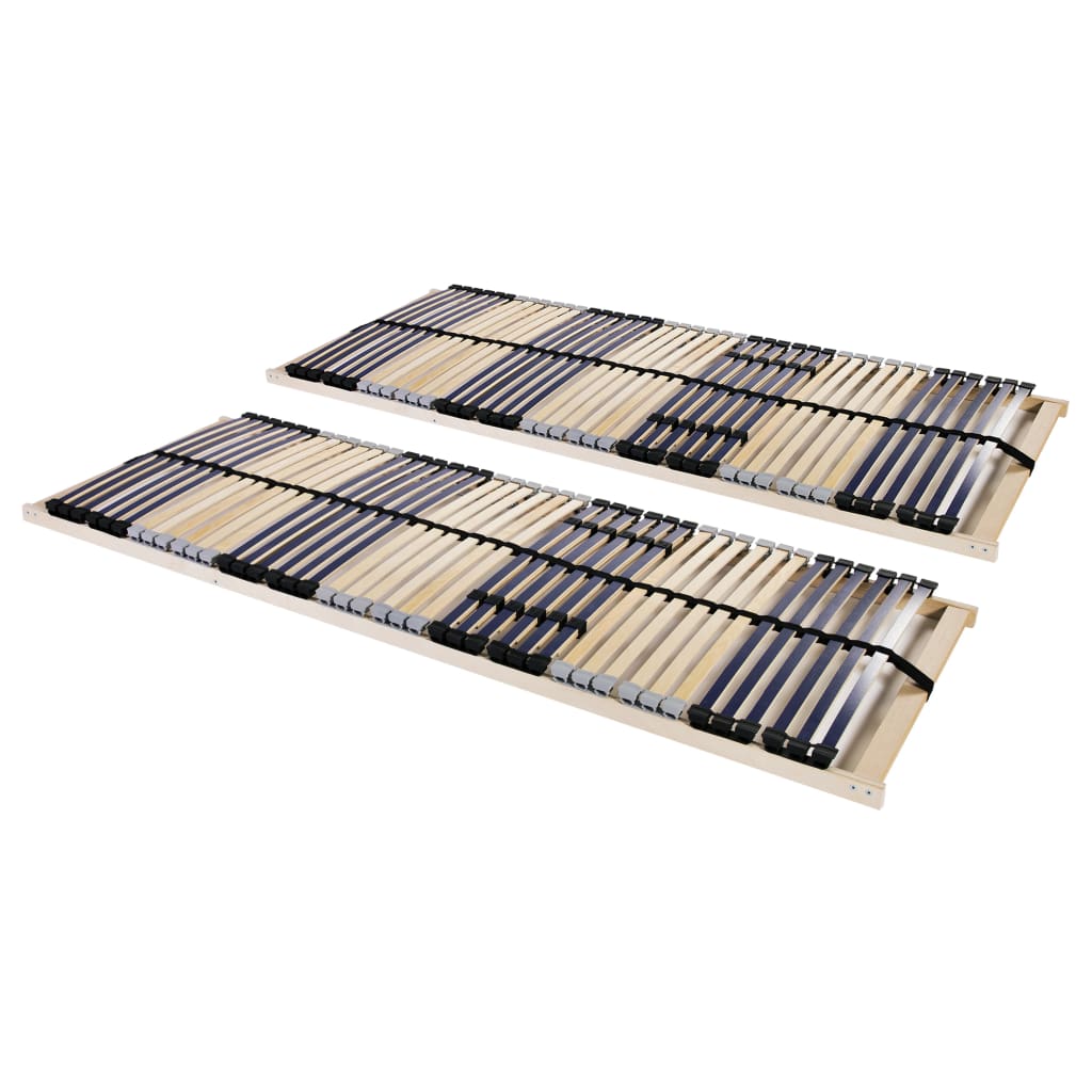 Slatted Bed Bases 2 pcs with 42 Slats 7 Zones 70x200 cm
