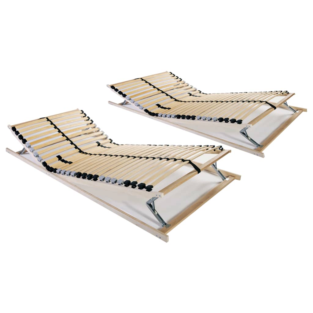 Slatted Bed Bases 2 pcs with 28 Slats 7 Zones 90x200 cm