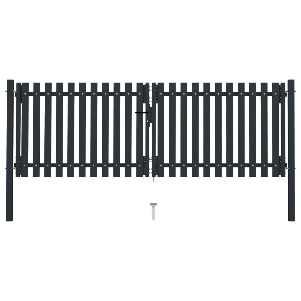 Double Door Fence Gate Steel 306x175 cm Anthracite