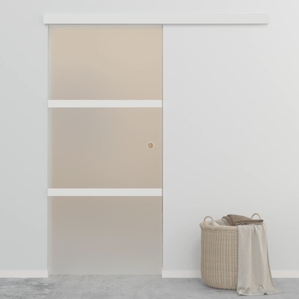 Sliding Door ESG Glass and Aluminium 90x205cm Silver