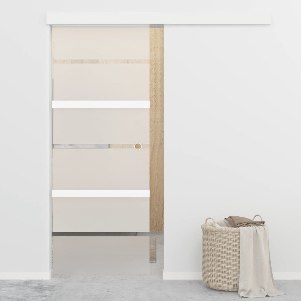Sliding Door ESG Glass and Aluminium 76x205cm Silver