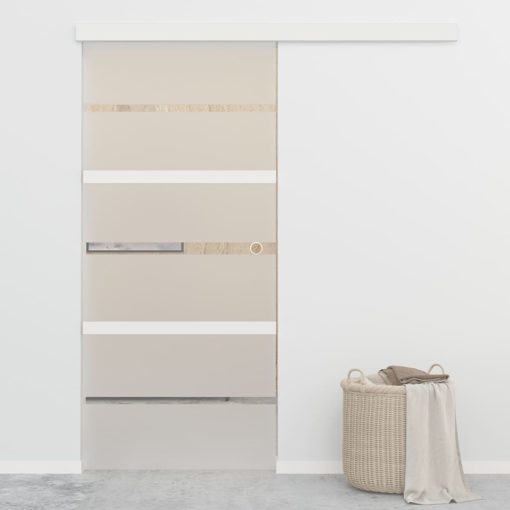Sliding Door ESG Glass and Aluminium 90x205cm Silver