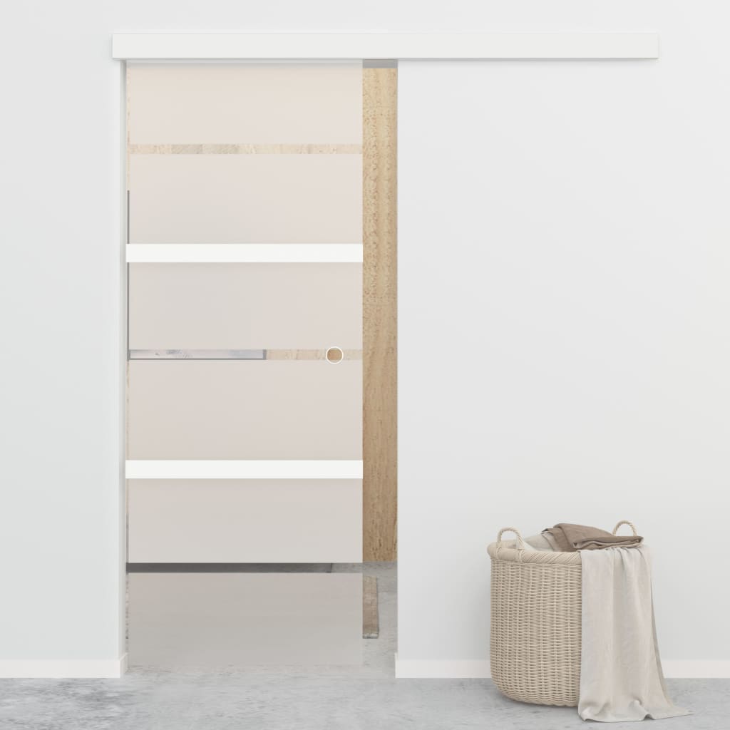 Sliding Door with Soft Stops ESG Glass and Aluminium 76x205cm