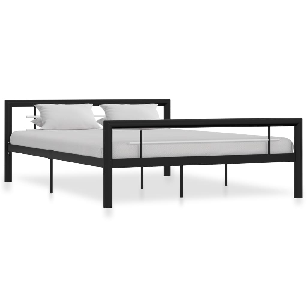 Bed Frame Black and White Metal 120x200 cm