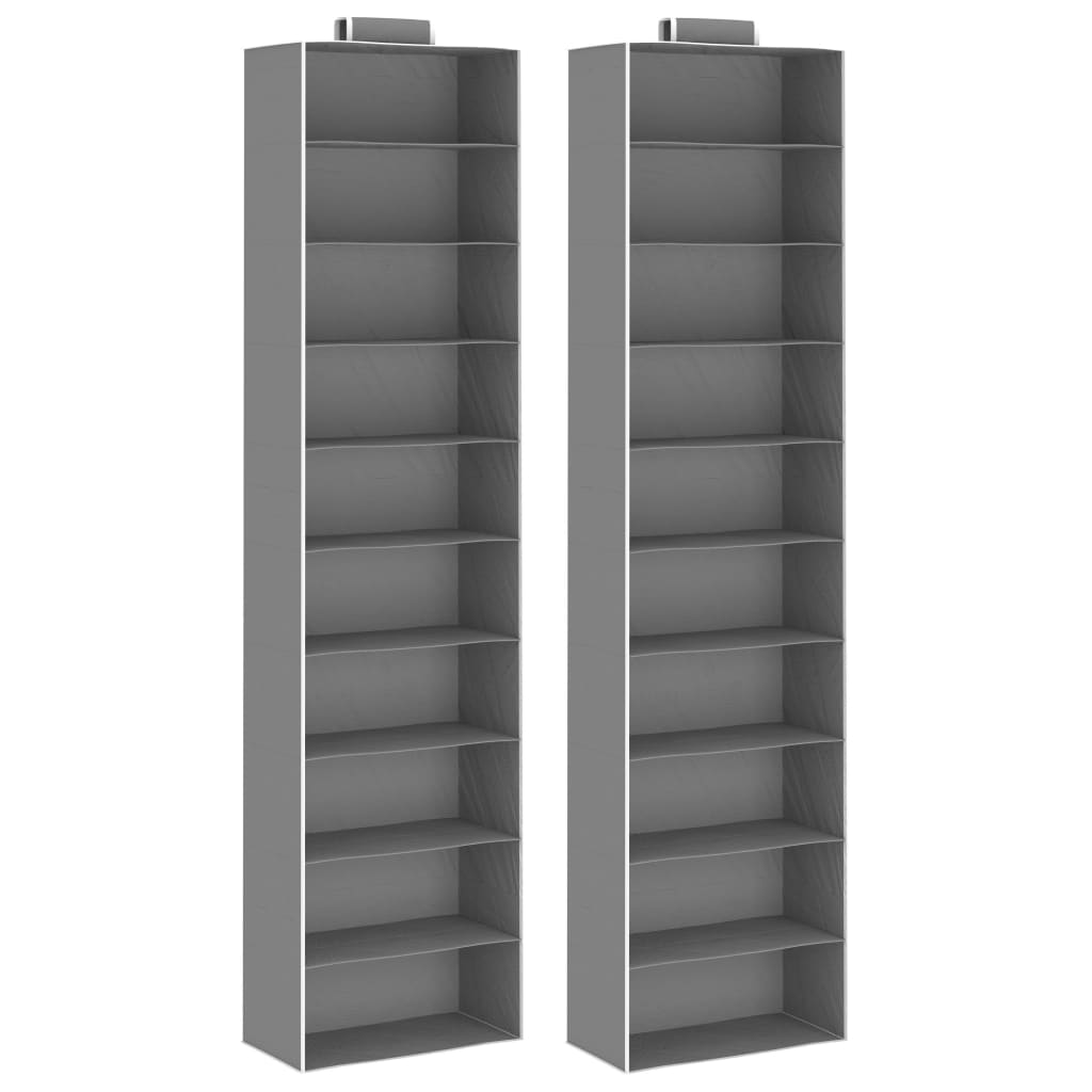 Hanging Closet Organisers 2 pcs with 10 Shelves Fabric